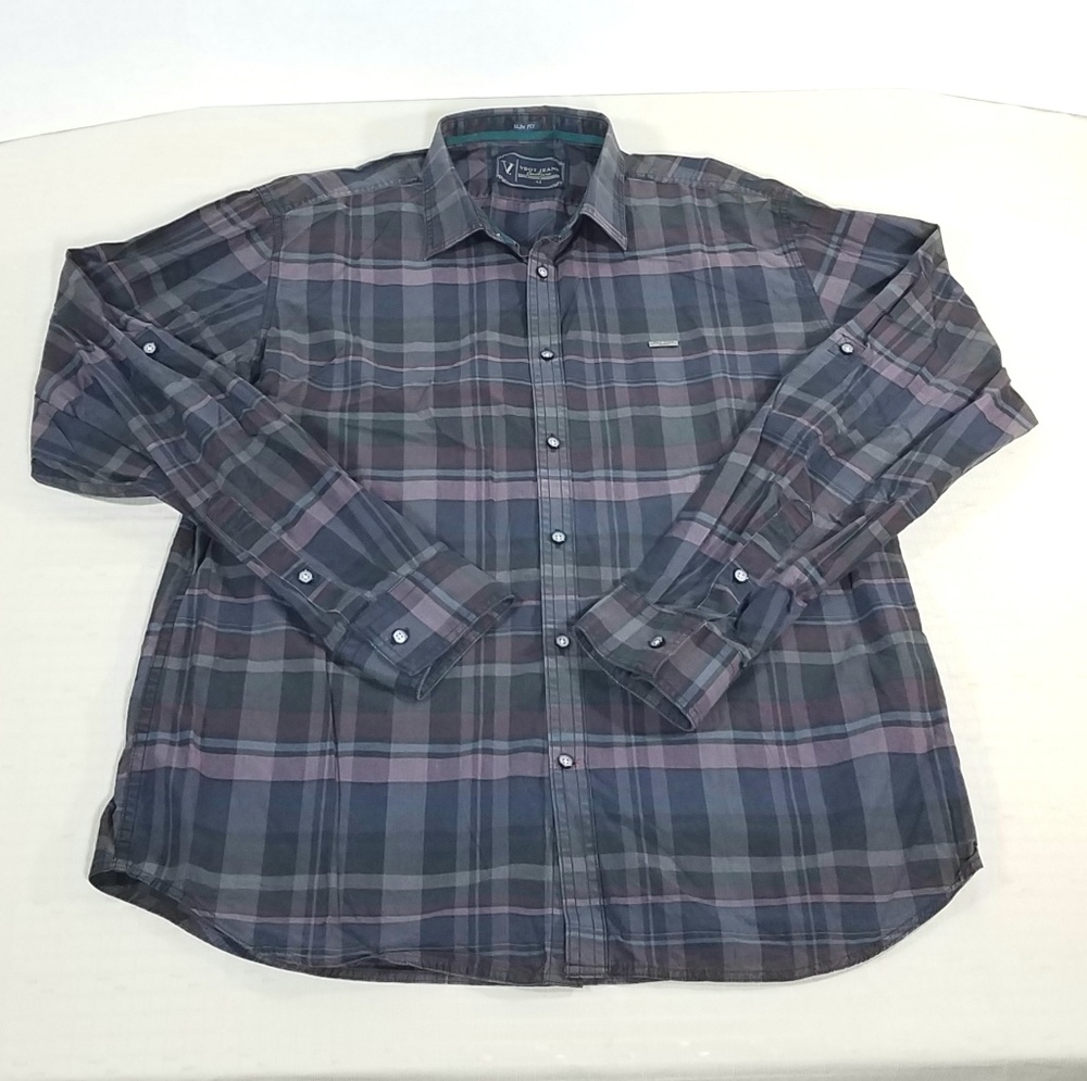 V Dot Jeans Couture Button Down Shirt Metal Logo